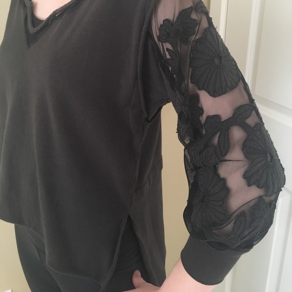 Free People olive colored and lace shirt - Picture 4 of 7